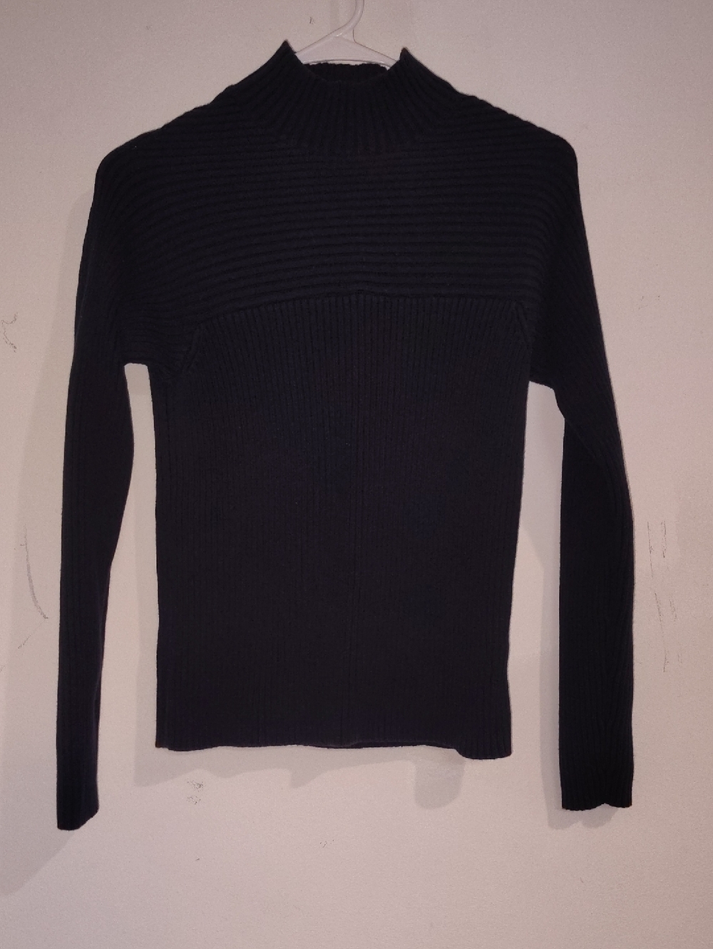 Ann Taylor Black Ribbed Mock Neck Sweater